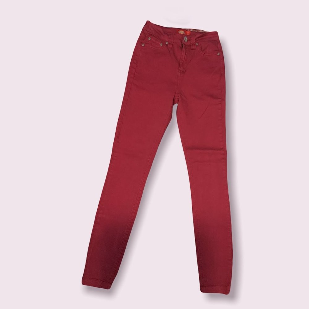 Women's Red Dickies Stretch Skinny Jeans. Size 0/24